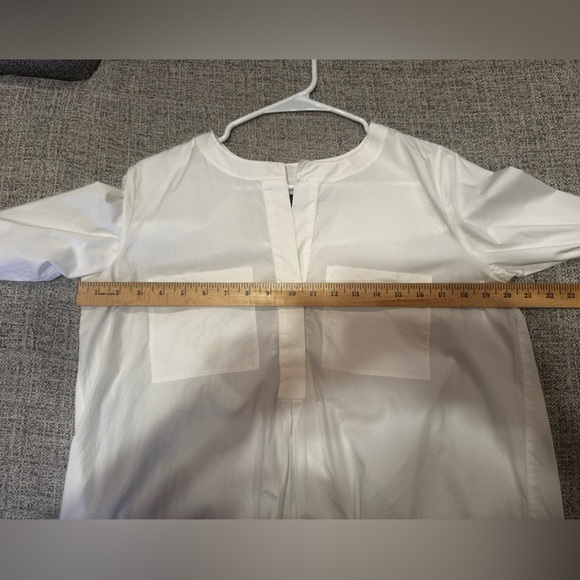 Ann Taylor Long Sleeve White Oversized Shirt Front Pockets Longer In Back Sz Sm - Picture 10 of 11